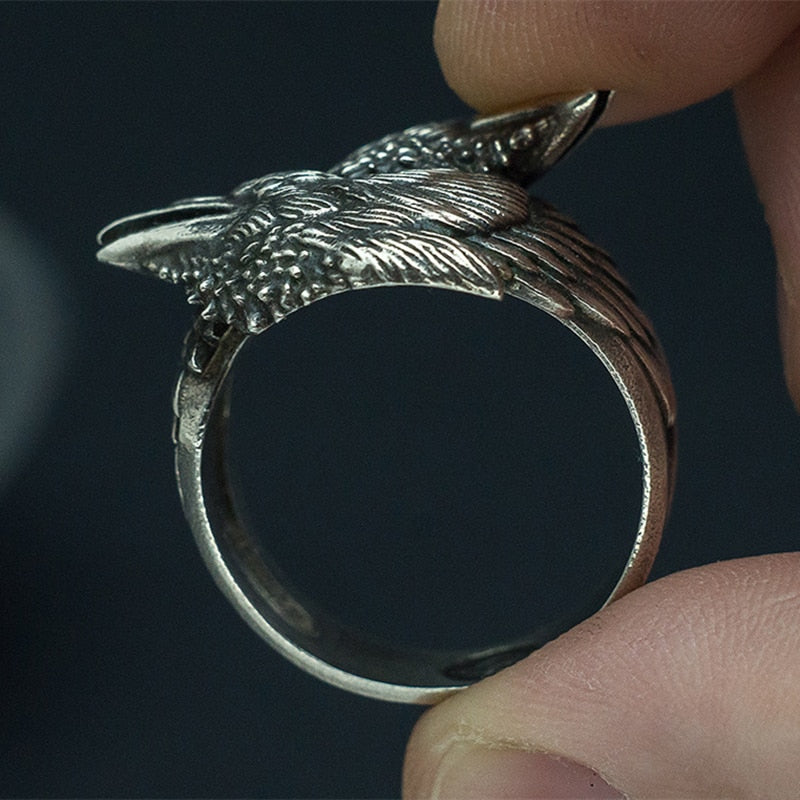 Hugin and Munin - Odin Ravens Ring