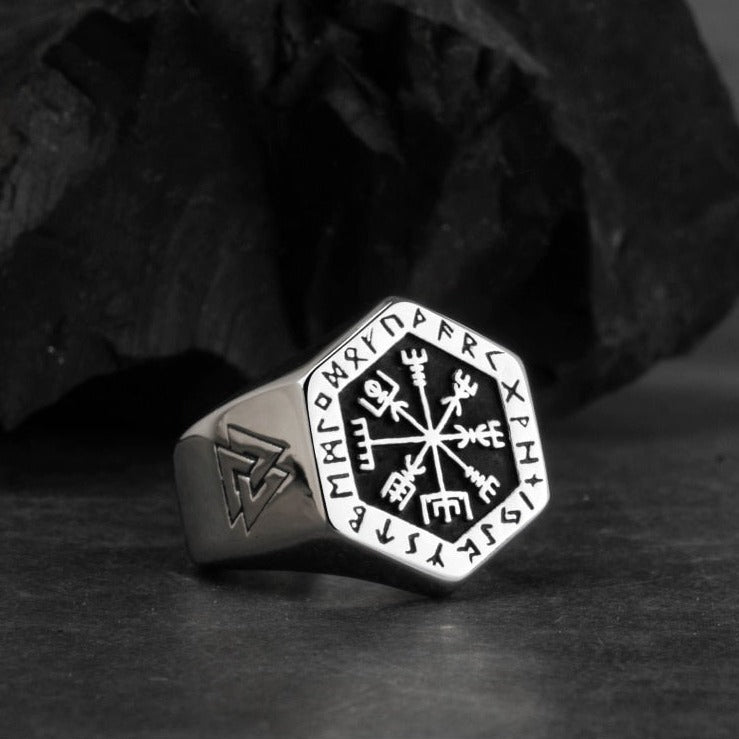 Vegvisir The Viking Compass Stainless Steel Rune Ring