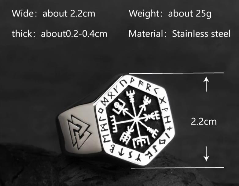 Vegvisir The Viking Compass Stainless Steel Rune Ring
