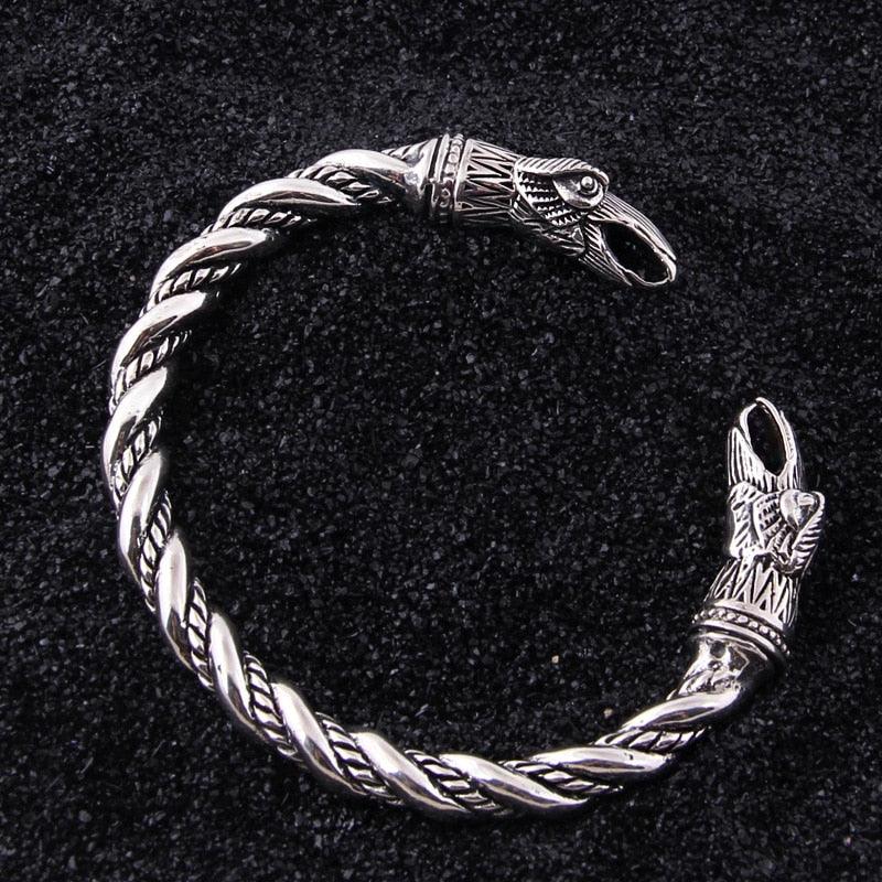 Odin's Ravens 925 Sterling Silver Arm Ring Bracelet - TheWarriorLodge