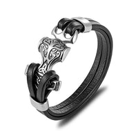 Thor Hammer Mjolnir Strap Leather Bracelet
