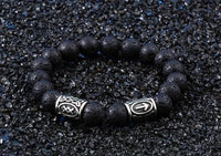 Runes in Lava Stone Bracelet