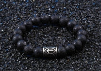 Runes in Lava Stone Bracelet