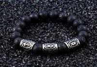 Runes in Lava Stone Bracelet