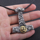 Mjolnir Necklace with Triskele Bass Relief Stainless Steel Necklace