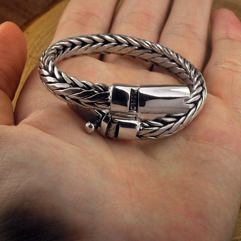 Sea Serpent Jormungandr Scales Silver Bracelet