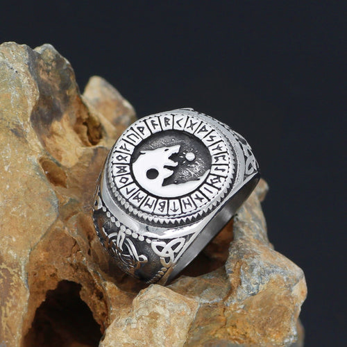 Sköll and Hati, Sons of Fenrir Stainless Steel Ring