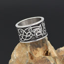 Odin's Raven with Wolf Stainless Steel Ring