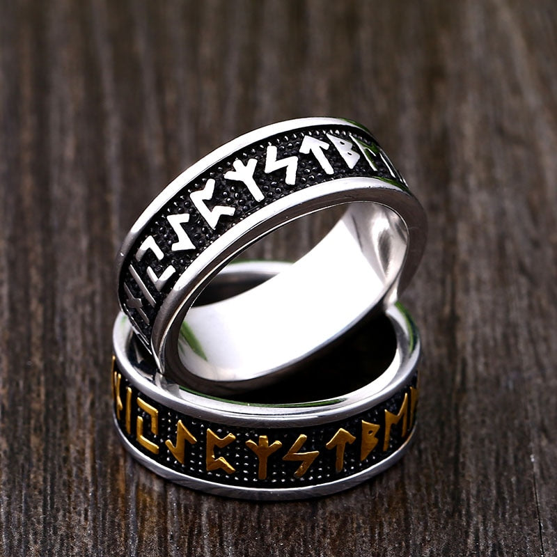 Mystery of the Runes Stainless Steel Rune Ring