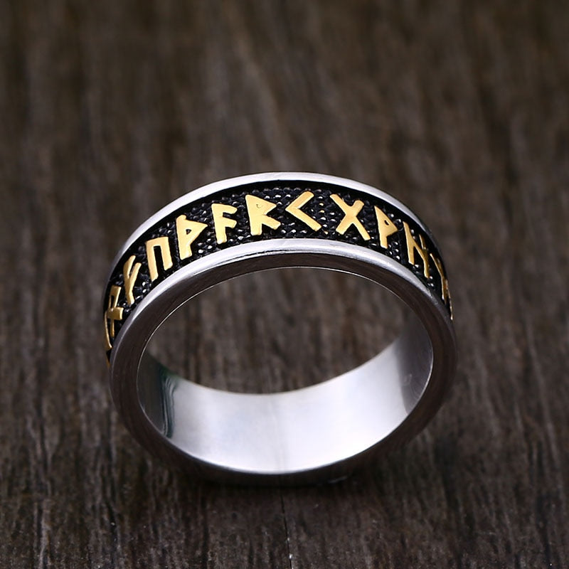 Mystery of the Runes Stainless Steel Rune Ring