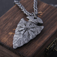 Odin's Spear Gungnir with Vegvisir The Viking Compass Stainless Steel Necklace