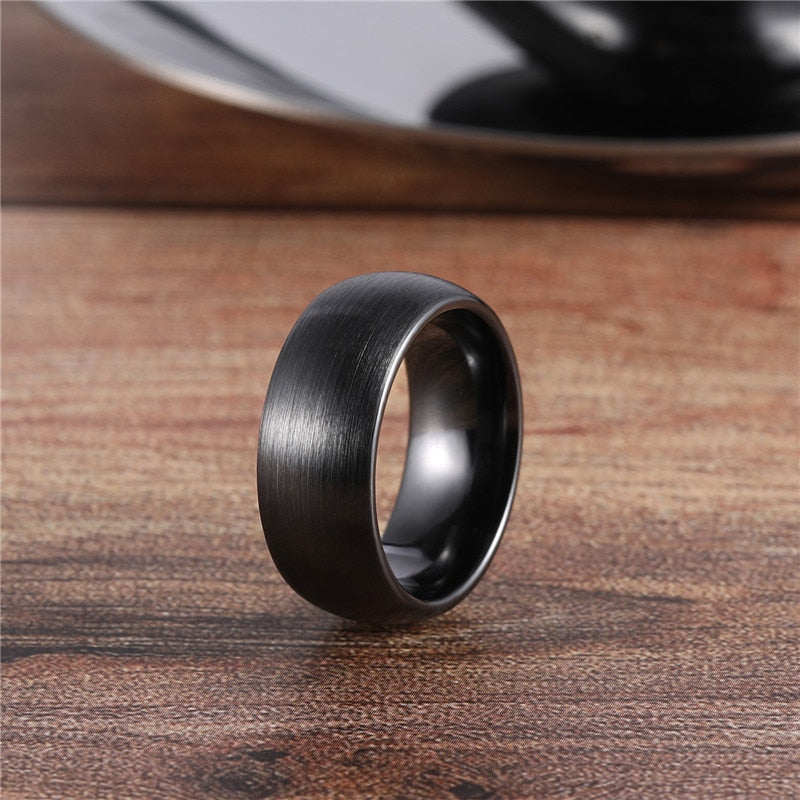 Ullr Oath Ring, Brushed Black Titanium Carbide Ceramic Wedding Band