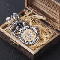 Aegishjalmur the Helm of Awe Stainless Steel Rotating Necklace - TheWarriorLodge