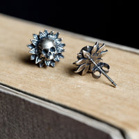 Blazing Hel Skull 925 Sterling Silver Single Earring