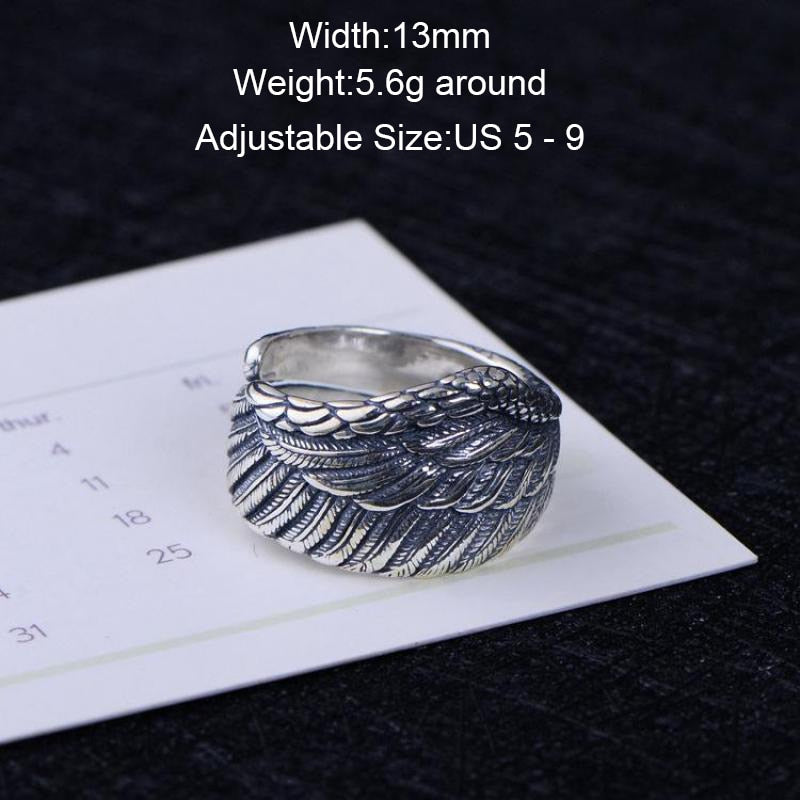 Raven Wings 925 Sterling Silver Ring Adjustable Ring