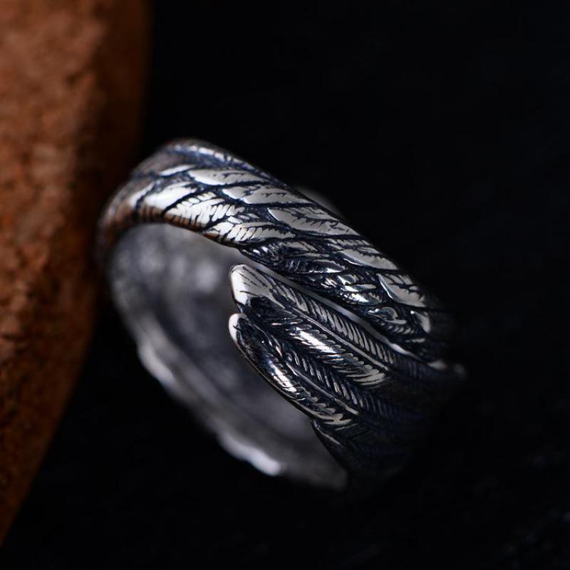 Raven Wings 925 Sterling Silver Ring Adjustable Ring
