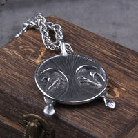 Huginn and Muninn Over Yggdrasil Stainless Steel Necklace