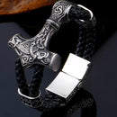 Mjolnir Leather Bracelet with Magnetic Buckle