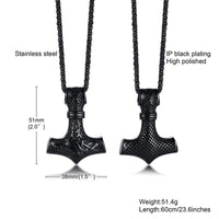Black Mjolnir - Thor's hammer with Norse Knot Stainless Steel Necklace - TheWarriorLodge