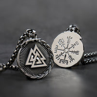 The Valknut and the Vegvisir 316L Stainless Steel Necklace