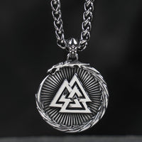 The Valknut and the Vegvisir 316L Stainless Steel Necklace
