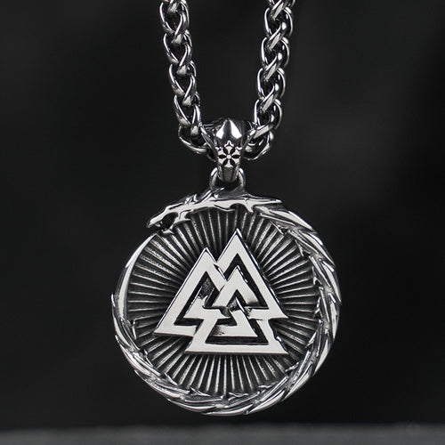 The Valknut and the Vegvisir 316L Stainless Steel Necklace
