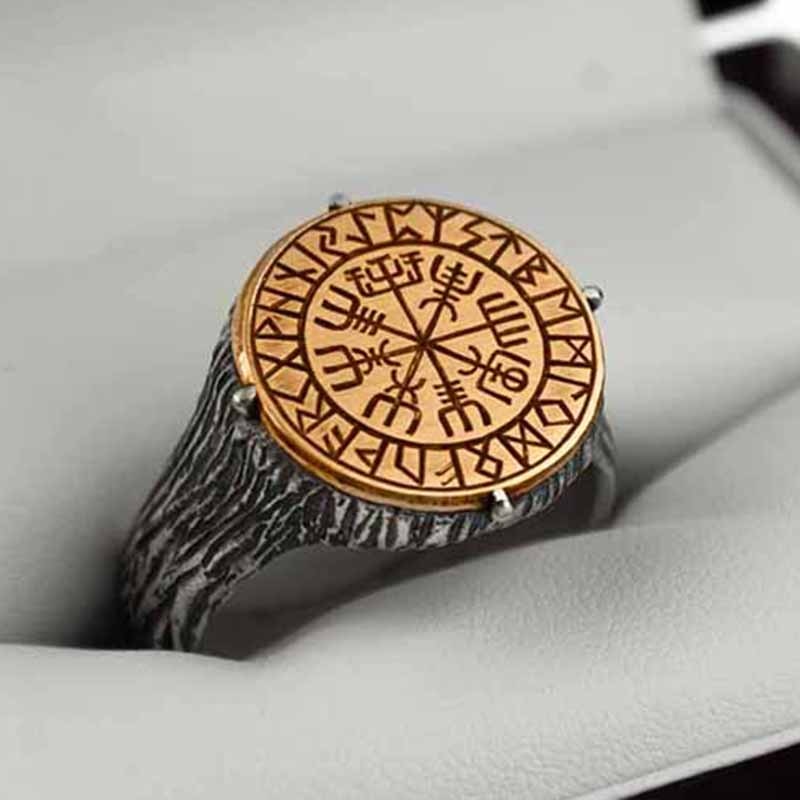 Vegvisir The Viking Compass Steel and Brass Ring
