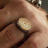 Vegvisir The Viking Compass Steel and Brass Ring