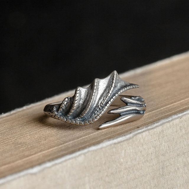 Dragon Fafnir Wing 925 Sterling Silver Adjustable Ring