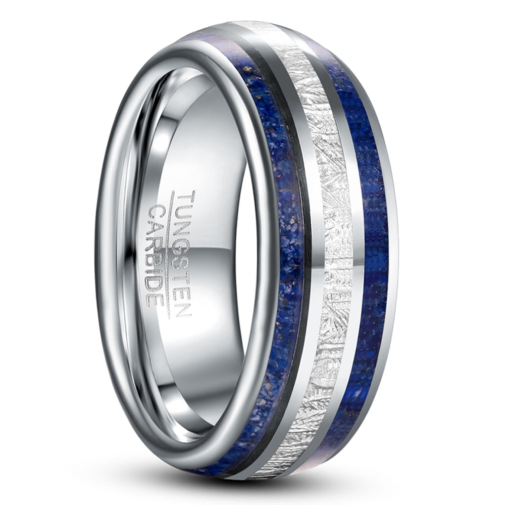 Skaadi Bounty 8mm Tungsten Carbide Ring with Lapis Lazuli Inlay