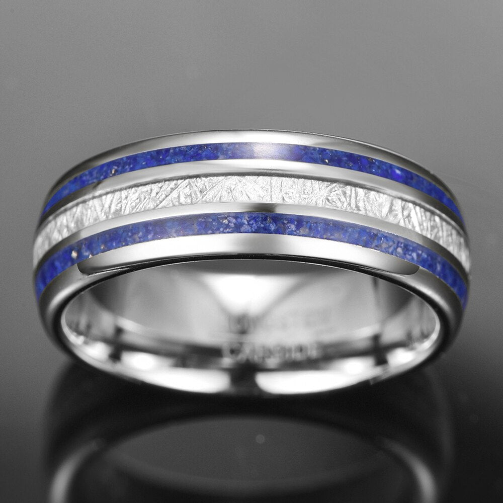 Skadi Bounty 8mm Tungsten Carbide Ring with Lapis Lazuli Inlay