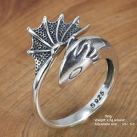 Fafnir the Wise 925 Sterling Silver Adjustable Ring and Bracelet