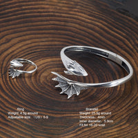 Fafnir the Wise 925 Sterling Silver Adjustable Ring and Bracelet