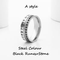 Viking Rune Ring With Zircon Stones in 316L Stainless Steel