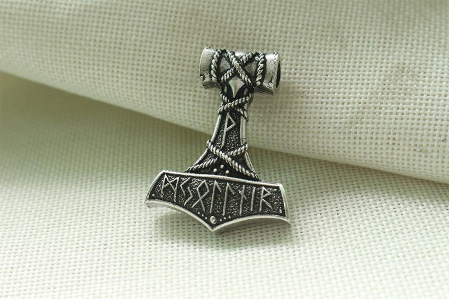 Mjolnir with Runes Necklace