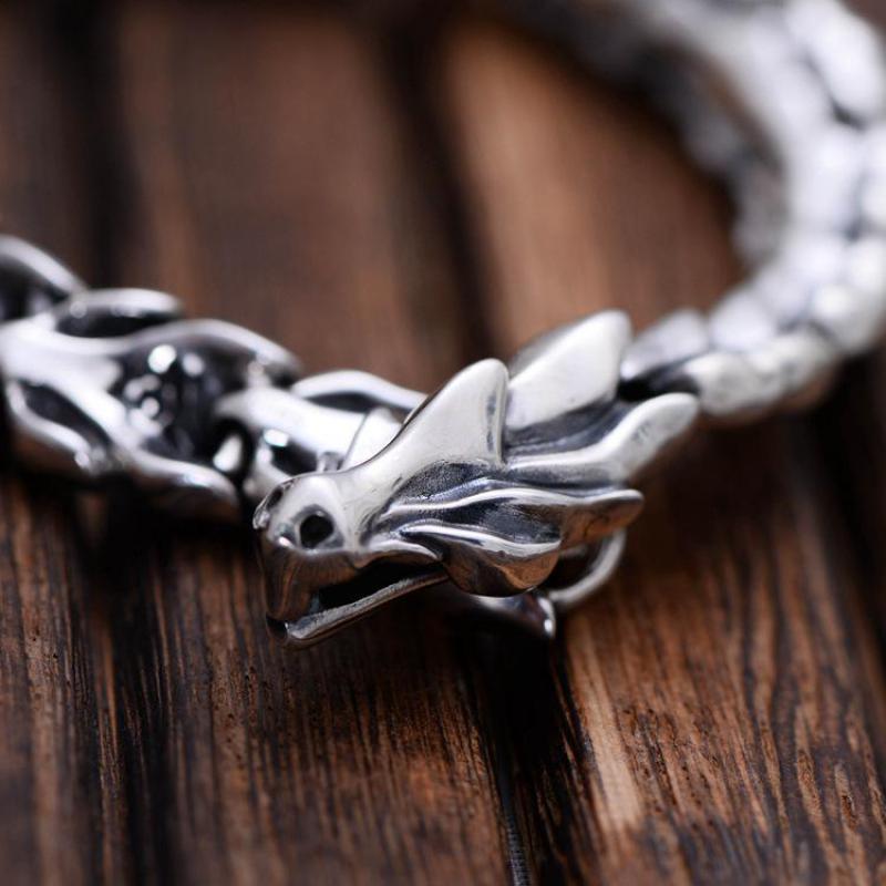 Jormungandr Handmade 925 Sterling Silver Bracelet - TheWarriorLodge