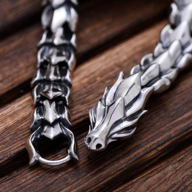 Jormungandr Handmade 925 Sterling Silver Bracelet - TheWarriorLodge