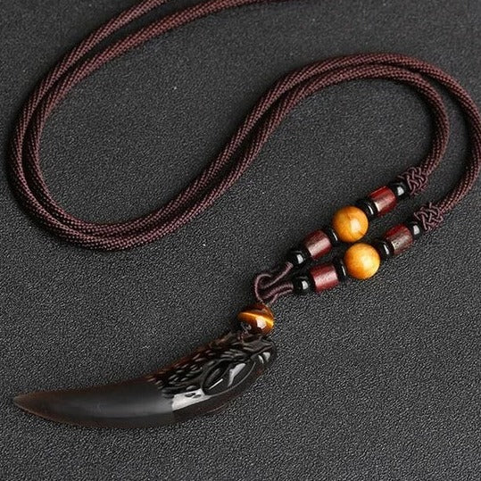 Fenrir Fang - carved Obsidian Necklace
