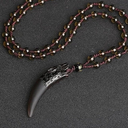 Fenrir's Fang - carved Obsidian Necklace