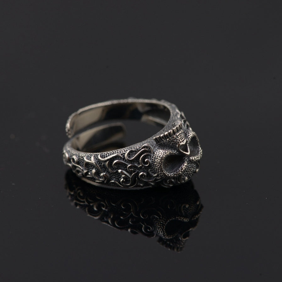 The Gentle Skull 925 Sterling Silver Band Adjustable Ring