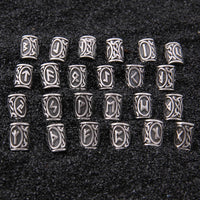Stainless Steel Runes Beard Rings - 24pcs