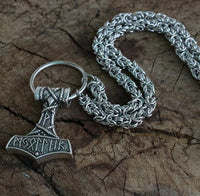 Mjolnir with Runes Necklace