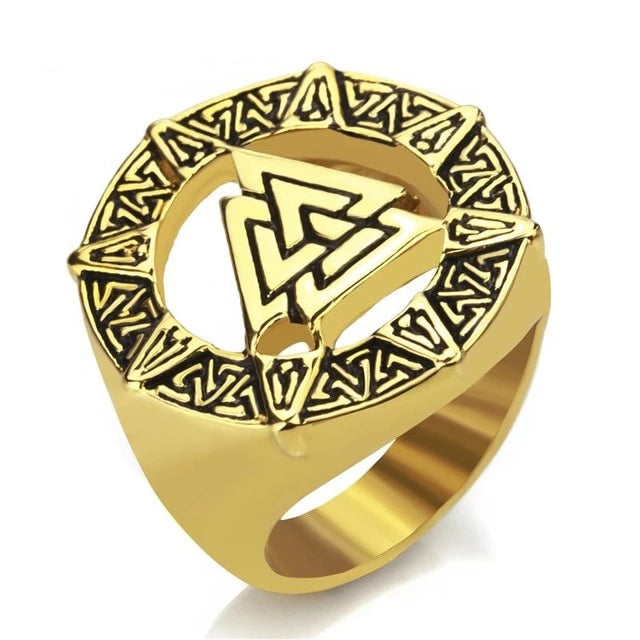 Encircled Walknut - Odin's Rune Ring Golden