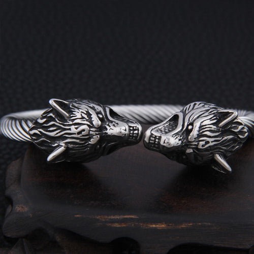 Geri and Freki - Odin's Wolves Stainless Steel Bracelet
