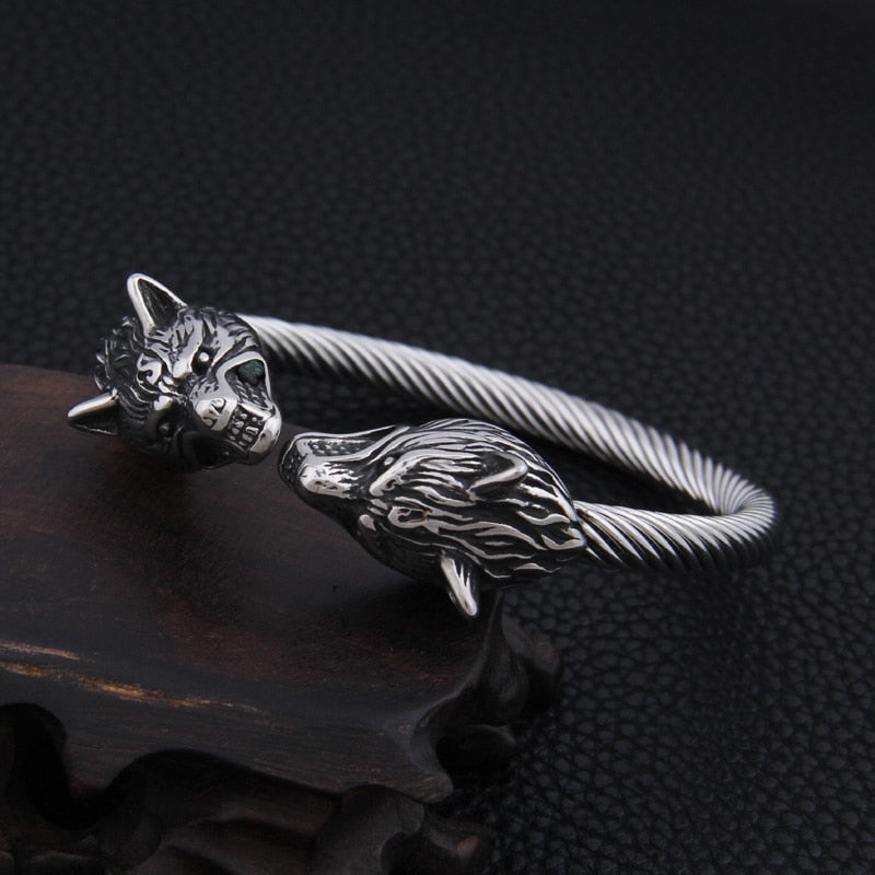 Geri and Freki - Odin's Wolves Stainless Steel Bracelet