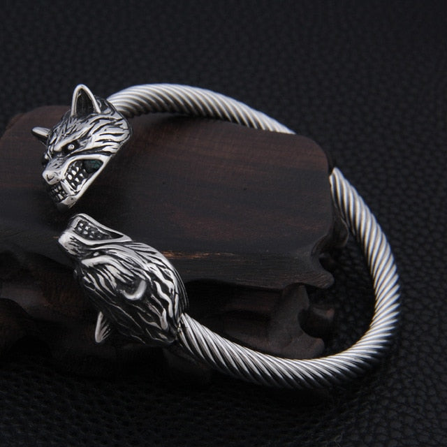 Geri and Freki - Odin's Wolves Stainless Steel Bracelet